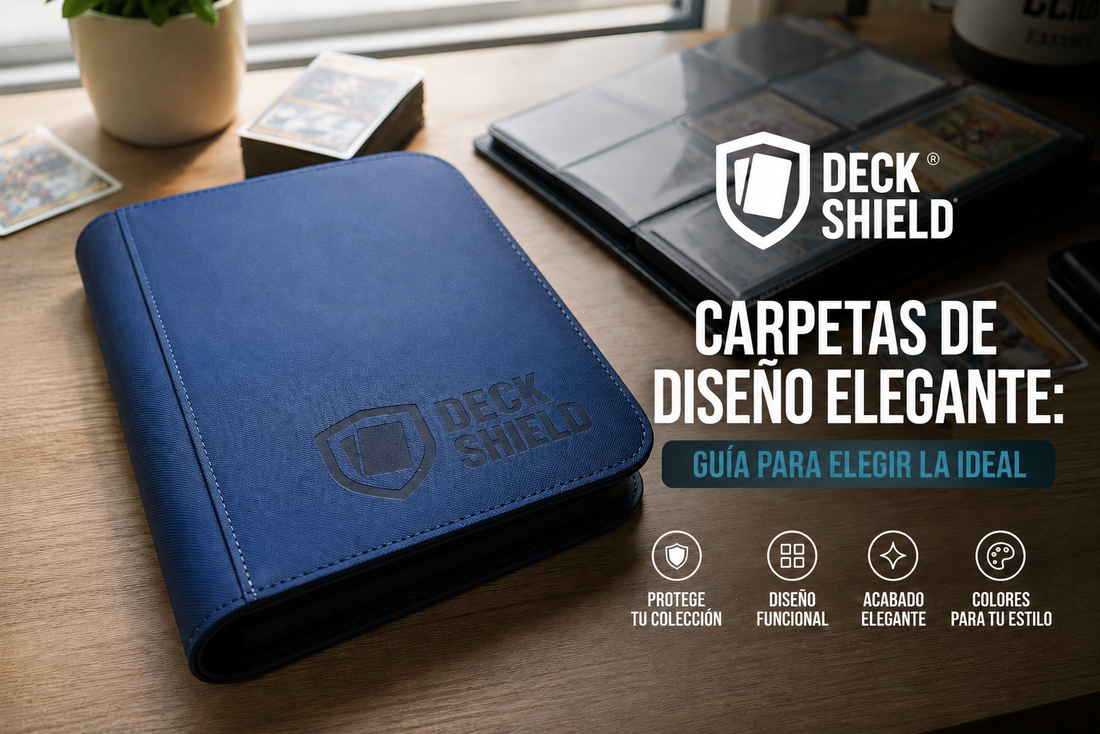 Carpeta Deck Shield azul para cartas coleccionables, diseño elegante y protección para TCG