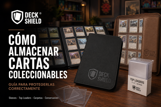Carpetas Deck Shield y Top Loaders para almacenar y proteger cartas coleccionables TCG